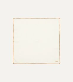 Ivory And Gold Shoestring Border Silk Pocket Square