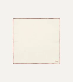 Ivory And Rust Shoestring Border Silk Pocket Square