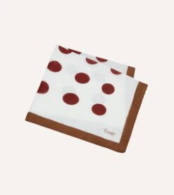 Brown, Ecru And Red Large Spots Print Cotton-Silk Pocket Square -Drakes Shop DR1AE024074 02051 4
