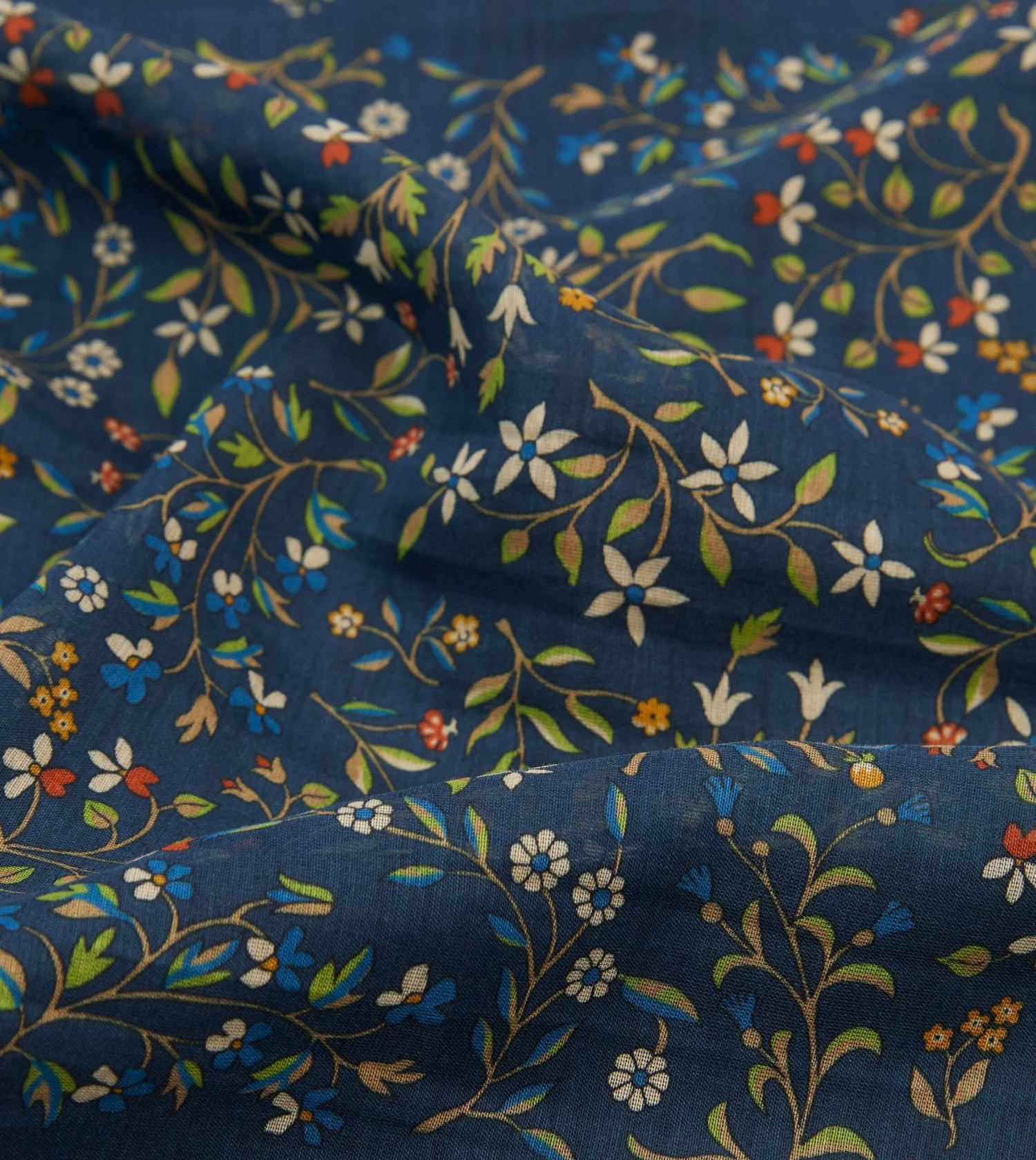 Blue And Navy Unicorn Garden Print Cotton-Silk Pocket Square 4 Blue And Navy Unicorn Garden Print Cotton-Silk Pocket Square - Image 2