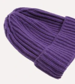 Purple Cashmere Ribbed Knit Cap -Drakes Shop DR1AG1 21577 07 900 3