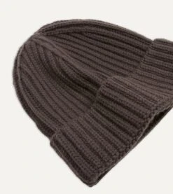 Brown Cashmere Ribbed Knit Cap 9 Brown Cashmere Ribbed Knit Cap -Drakes Shop DR1AG1 21577 08 300 3