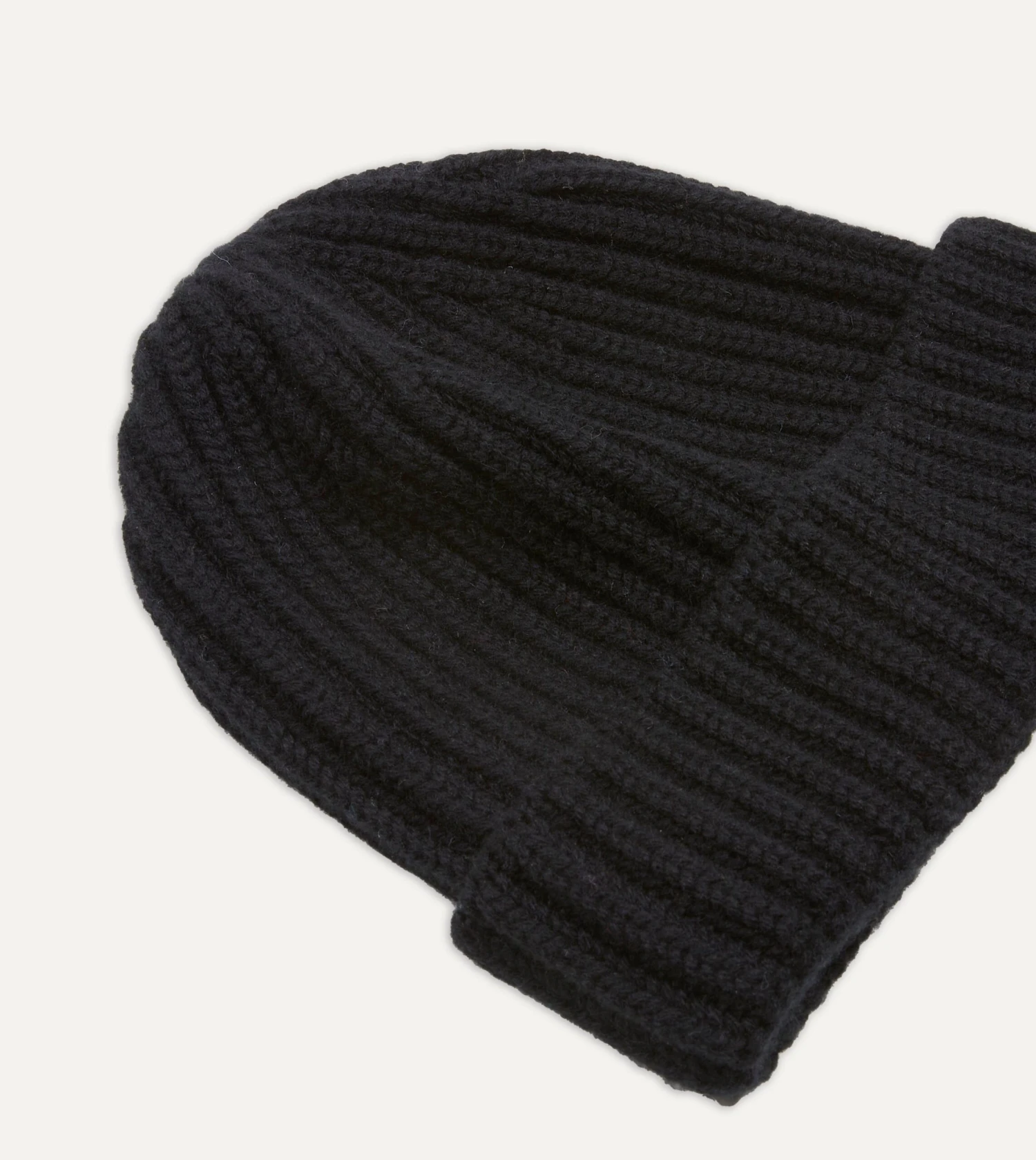 Black Cashmere Ribbed Knit Cap 6 Black Cashmere Ribbed Knit Cap - Image 4