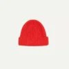 Orange Cashmere Ribbed Knit Cap