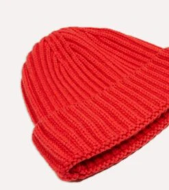 Orange Cashmere Ribbed Knit Cap -Drakes Shop DR1AG1 21577 10 800 3