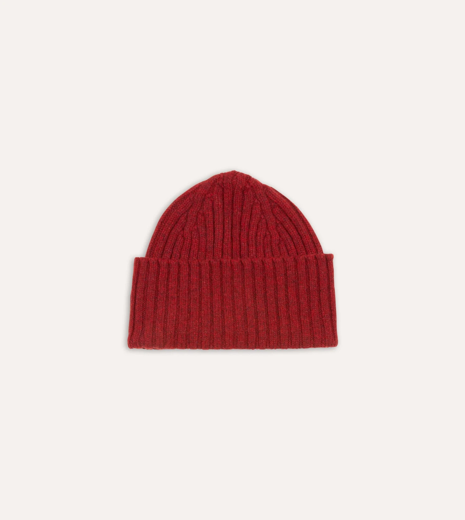 Red Lambswool Ribbed Knit Cap 3 Red Lambswool Ribbed Knit Cap