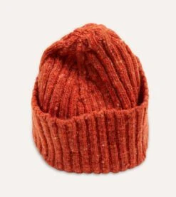 Orange Ribbed Merino Donegal Knit Cap 8 Orange Ribbed Merino Donegal Knit Cap -Drakes Shop DR1AG1 21581 04 800 3