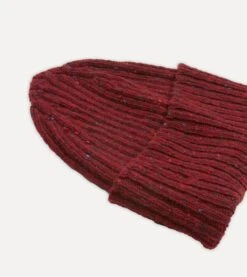 Red Ribbed Merino Donegal Knit Cap -Drakes Shop DR1AG1 21581 10 700 3