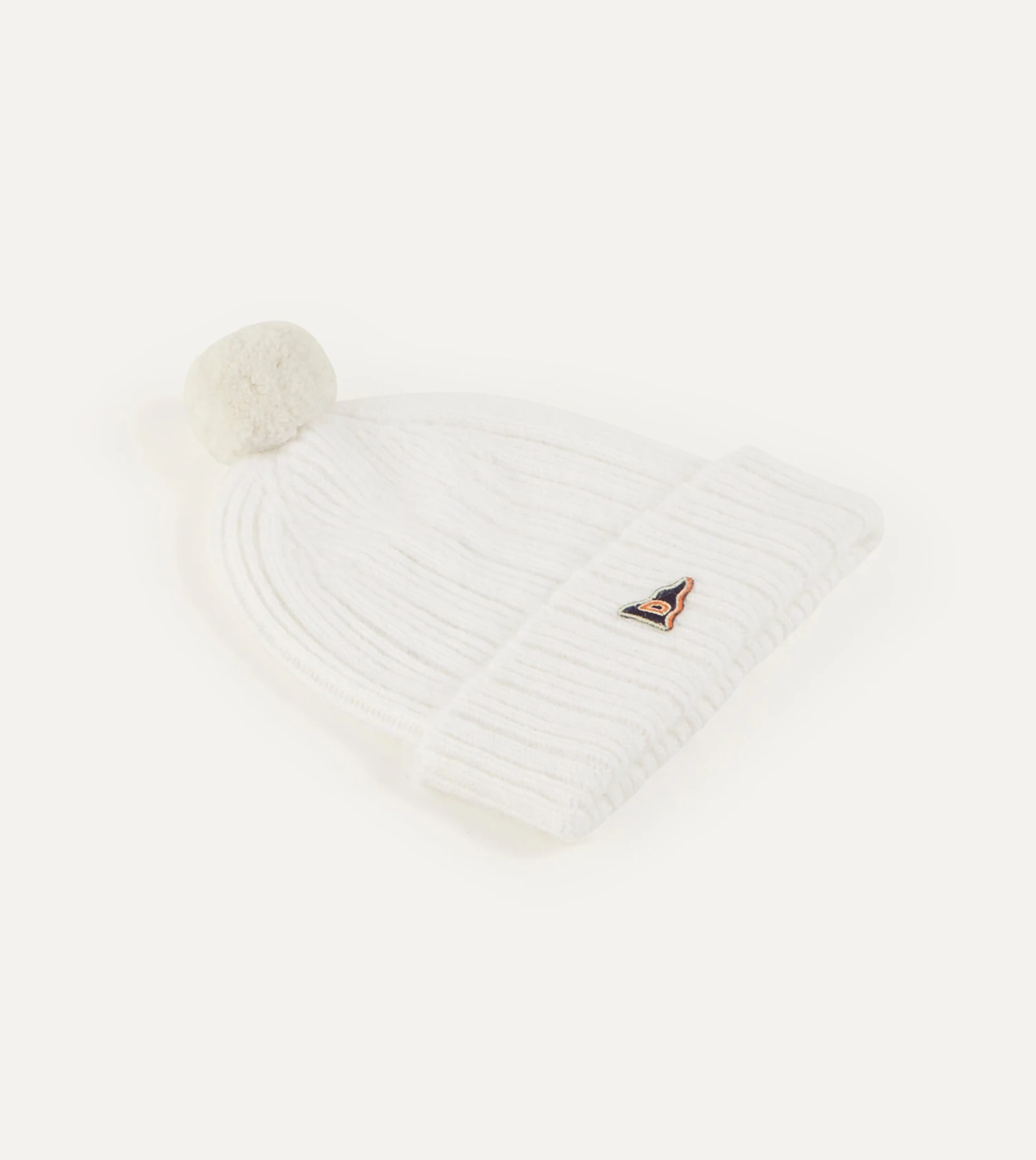 White Angora Lambswool Ribbed Bobble Knit Hat 5 White Angora Lambswool Ribbed Bobble Knit Hat - Image 3