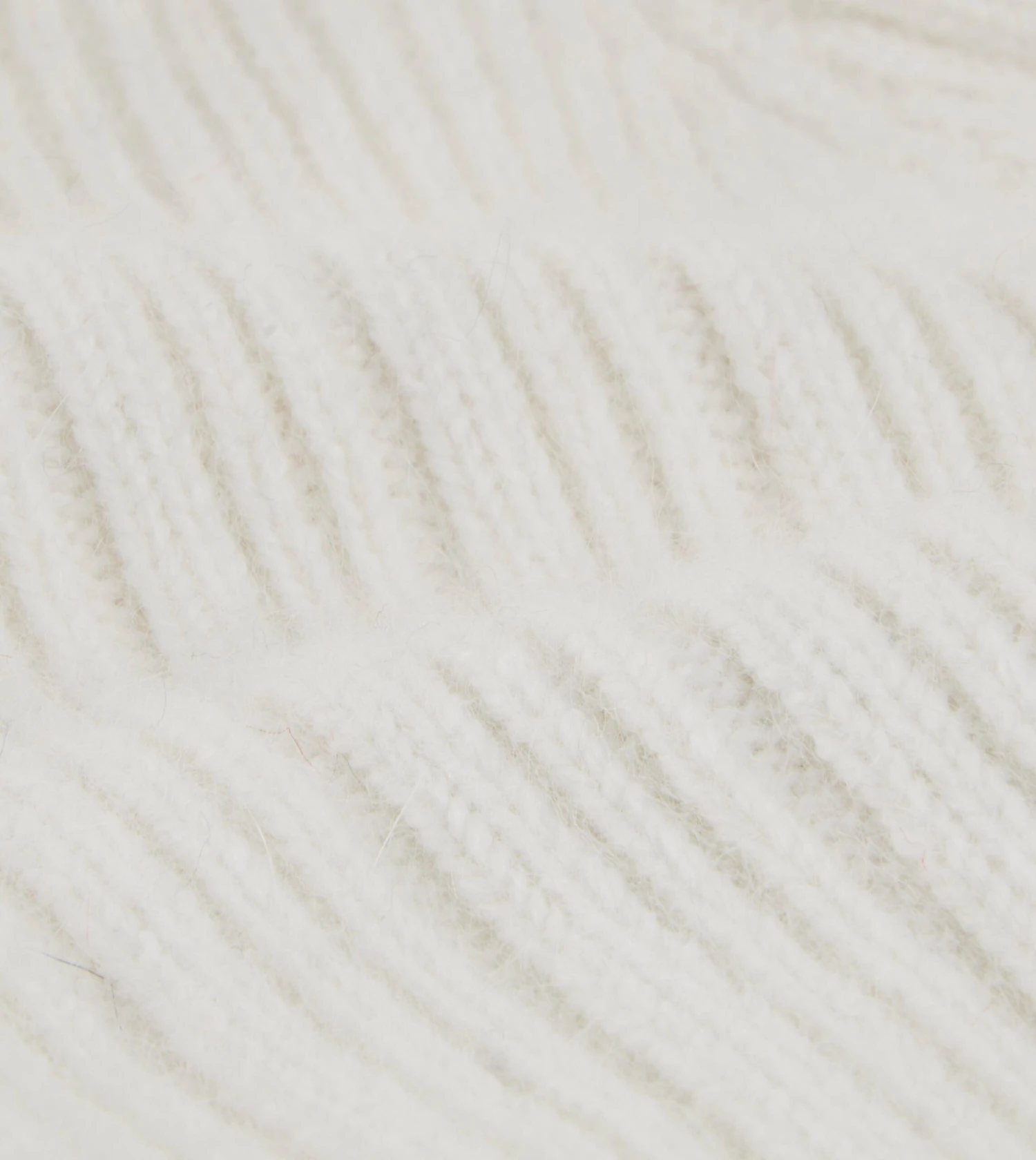 White Angora Lambswool Ribbed Bobble Knit Hat 4 White Angora Lambswool Ribbed Bobble Knit Hat - Image 2