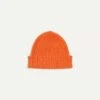 Orange Angora Lambswool Ribbed Knit Cap
