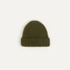 Khaki Green Cashmere Ribbed Knit Cap 2 Khaki Green Cashmere Ribbed Knit Cap -Drakes Shop DR1AG121577 11400 1