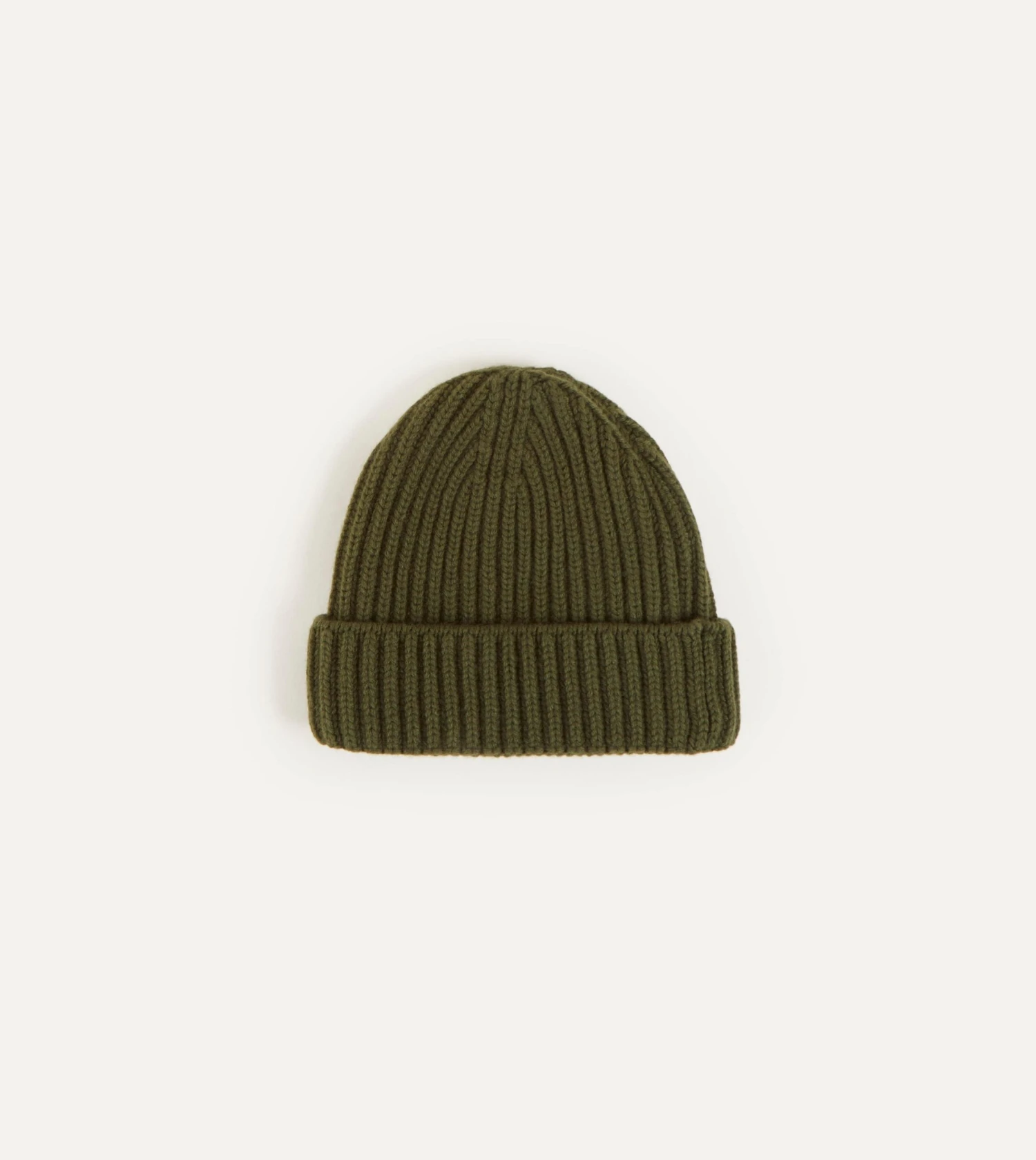 Khaki Green Cashmere Ribbed Knit Cap 3 Khaki Green Cashmere Ribbed Knit Cap