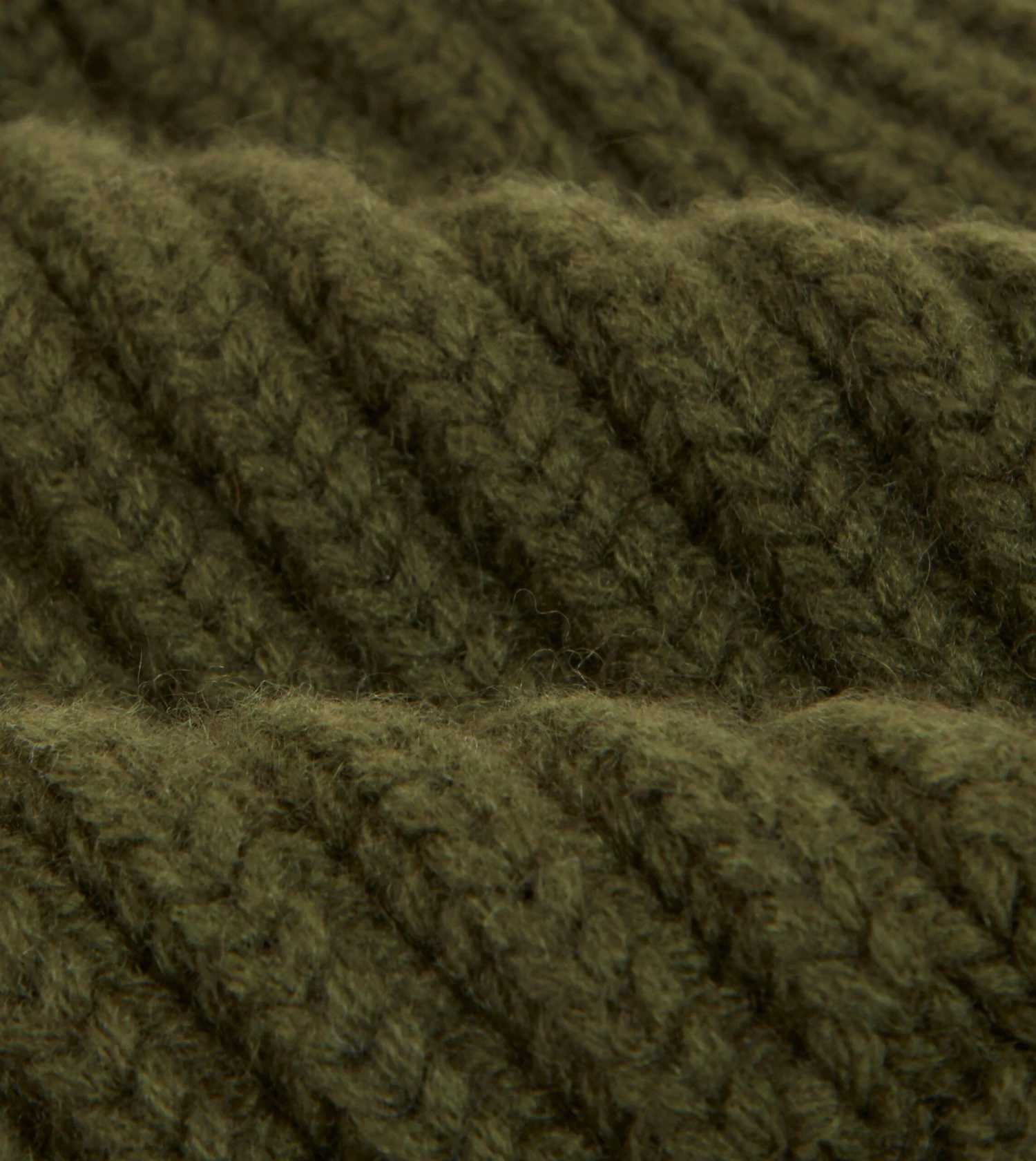 Khaki Green Cashmere Ribbed Knit Cap 4 Khaki Green Cashmere Ribbed Knit Cap - Image 2