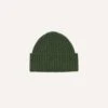 Green Lambswool Ribbed Knit Cap 2 Green Lambswool Ribbed Knit Cap -Drakes Shop DR1AG121579 02400 1
