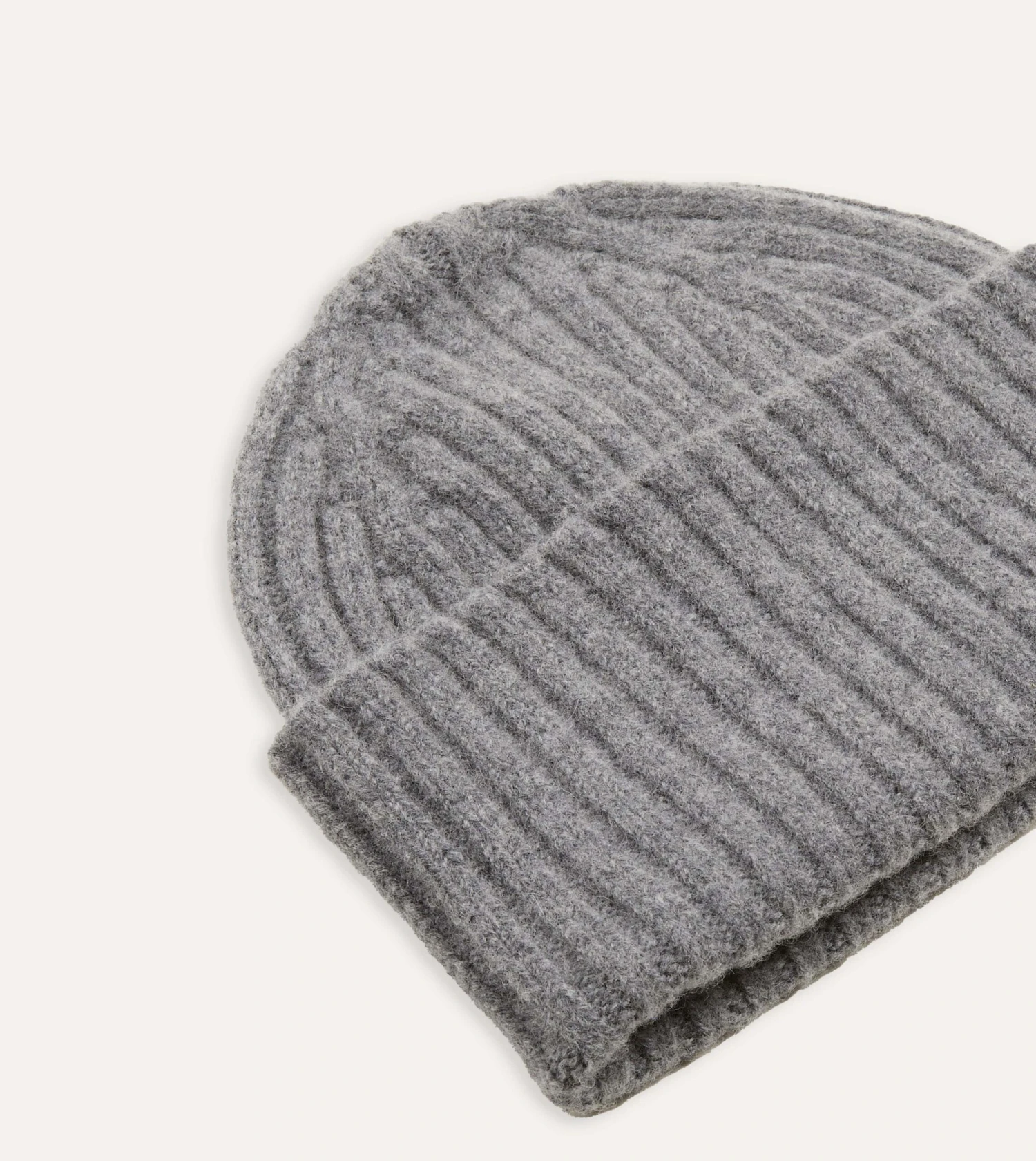 Grey Lambswool Ribbed Knit Cap 5 Grey Lambswool Ribbed Knit Cap - Image 3