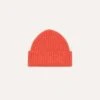 Orange Lambswool Ribbed Knit Cap 1 Orange Lambswool Ribbed Knit Cap -Drakes Shop DR1AG121579 06800 1