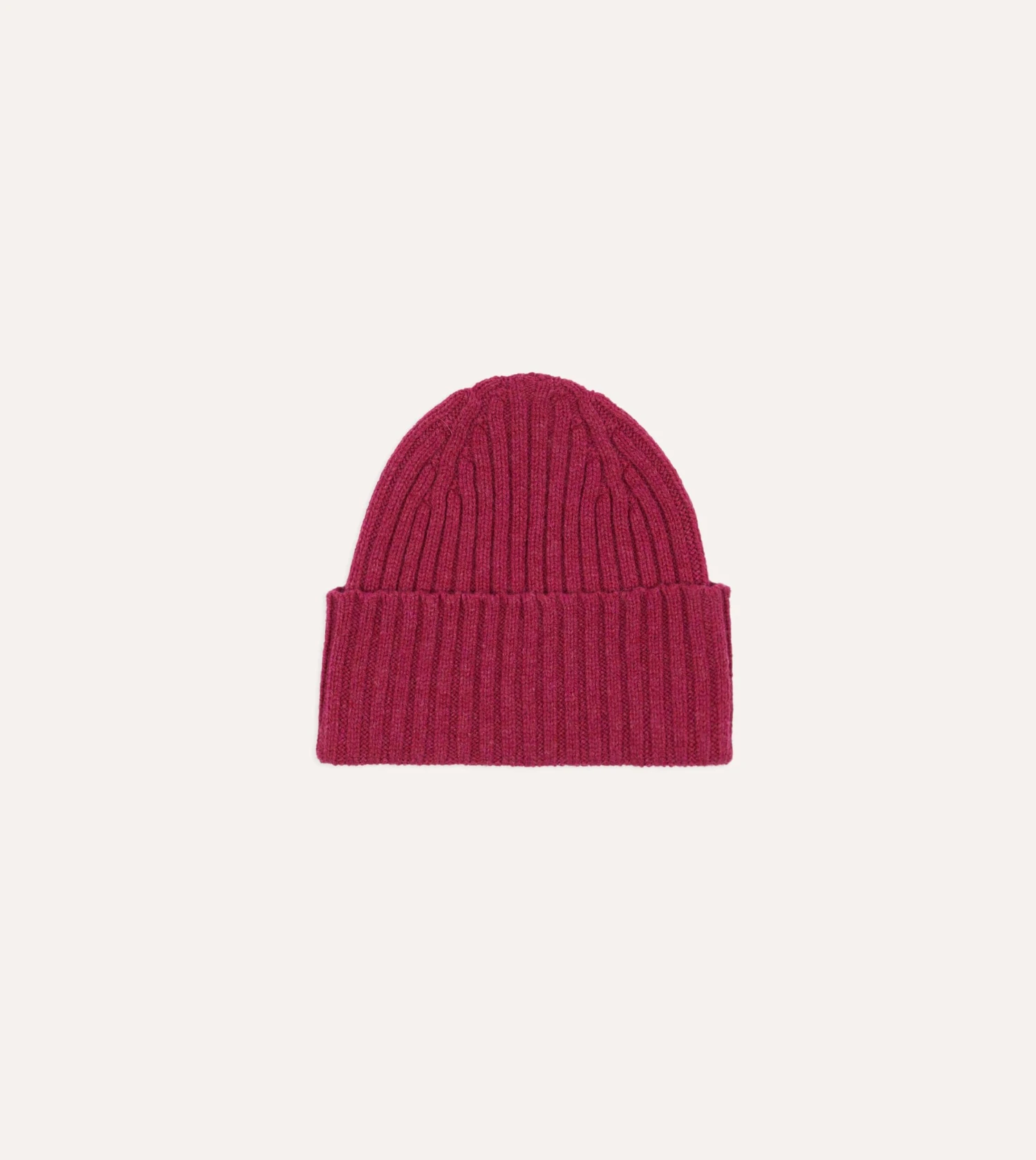 Fuchsia Lambswool Ribbed Knit Cap 3 Fuchsia Lambswool Ribbed Knit Cap