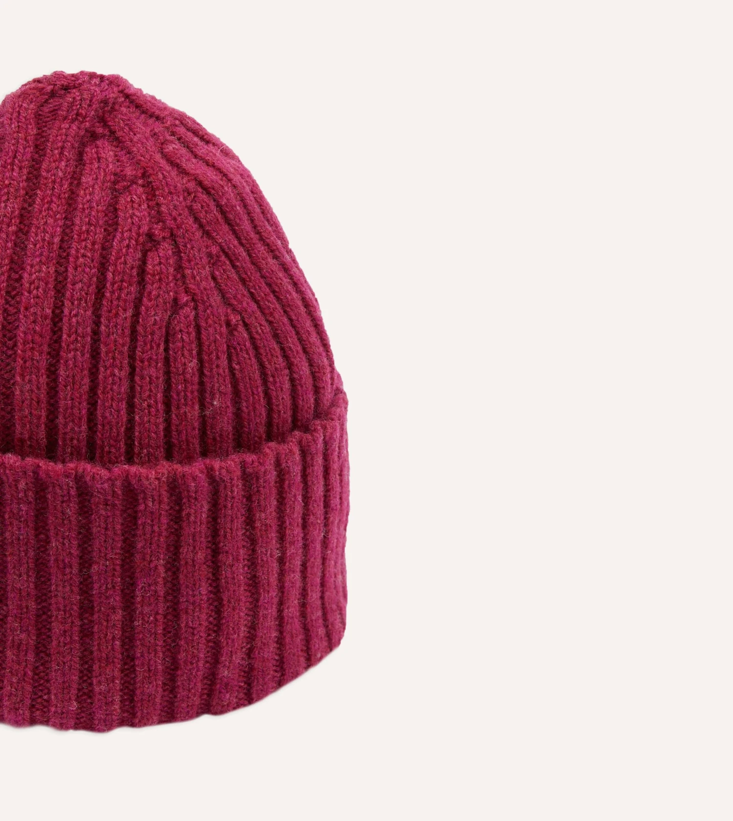 Fuchsia Lambswool Ribbed Knit Cap 5 Fuchsia Lambswool Ribbed Knit Cap - Image 3