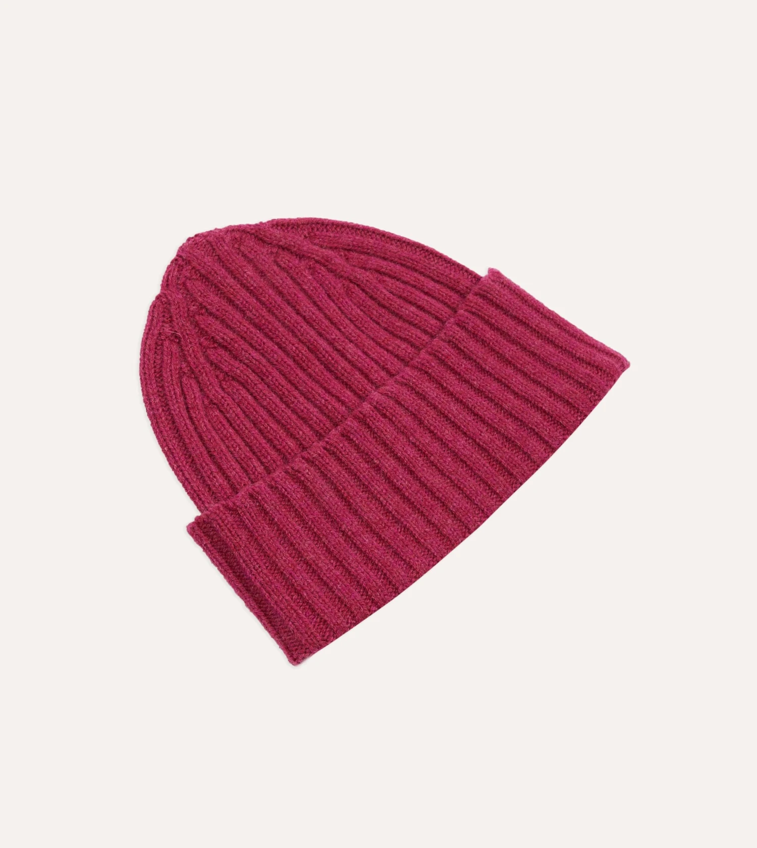 Fuchsia Lambswool Ribbed Knit Cap 6 Fuchsia Lambswool Ribbed Knit Cap - Image 4