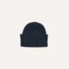 Navy Ribbed Merino Donegal Knit Cap -Drakes Shop DR1AG121581 01250 1