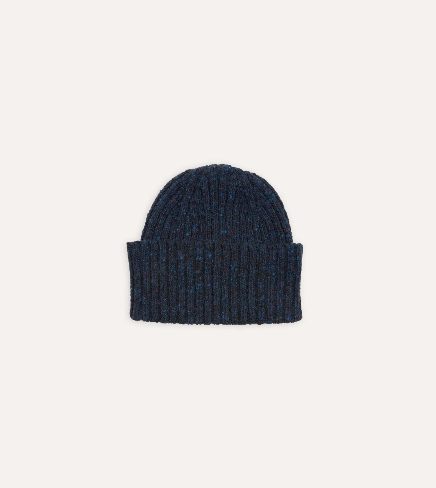 Navy Ribbed Merino Donegal Knit Cap 3 Navy Ribbed Merino Donegal Knit Cap