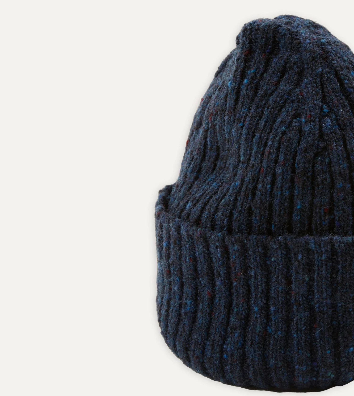 Navy Ribbed Merino Donegal Knit Cap 6 Navy Ribbed Merino Donegal Knit Cap - Image 4