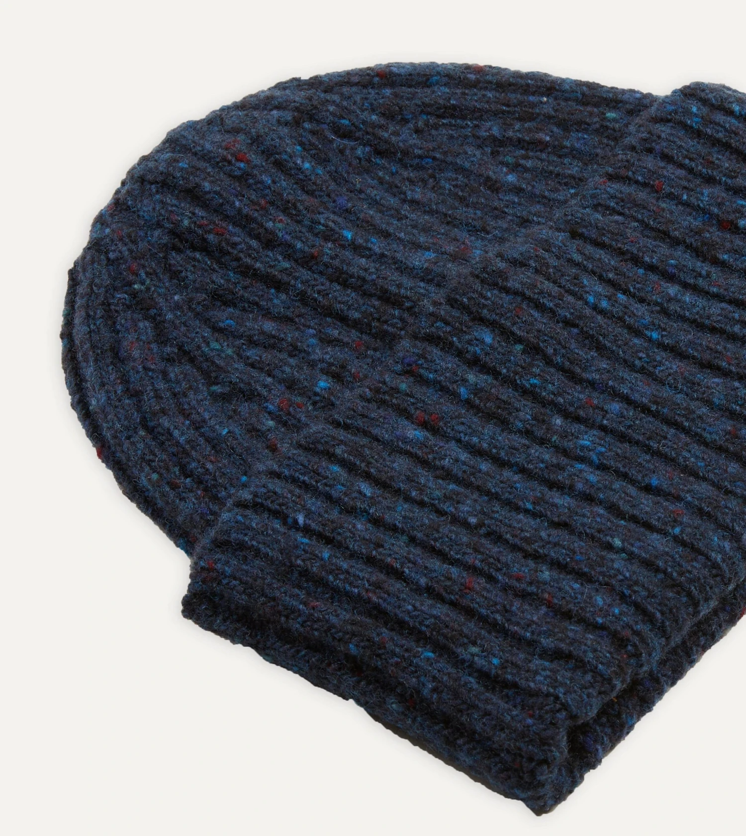 Navy Ribbed Merino Donegal Knit Cap 5 Navy Ribbed Merino Donegal Knit Cap - Image 3
