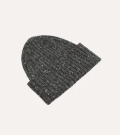 Grey Donegal Ribbed Merino Knit Cap -Drakes Shop DR1AG121581 03600 4