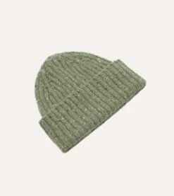 Light Green Donegal Ribbed Merino Knit Cap -Drakes Shop DR1AG121581 06400 3