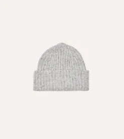 Light Grey Donegal Ribbed Merino Knit Cap