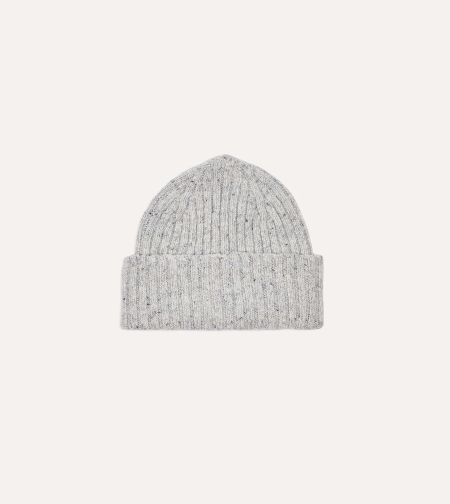 Light Grey Donegal Ribbed Merino Knit Cap 3 Light Grey Donegal Ribbed Merino Knit Cap