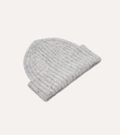 Light Grey Donegal Ribbed Merino Knit Cap 9 Light Grey Donegal Ribbed Merino Knit Cap -Drakes Shop DR1AG121581 07600 3