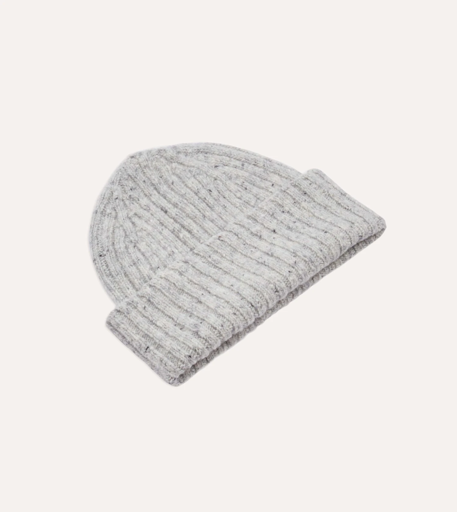 Light Grey Donegal Ribbed Merino Knit Cap 6 Light Grey Donegal Ribbed Merino Knit Cap - Image 4