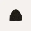 Dark Brown Donegal Ribbed Merino Knit Cap -Drakes Shop DR1AG121581 11300 1