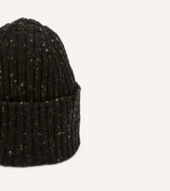 Dark Brown Donegal Ribbed Merino Knit Cap -Drakes Shop DR1AG121581 11300 3