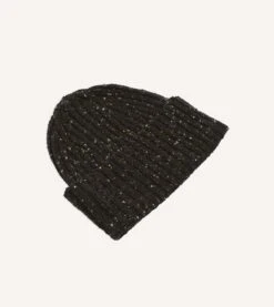 Dark Brown Donegal Ribbed Merino Knit Cap -Drakes Shop DR1AG121581 11300 4