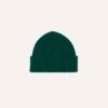 Green Angora Lambswool Ribbed Knit Cap -Drakes Shop DR1AG122686 02400 1
