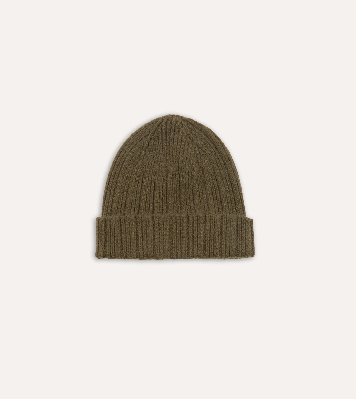 Khaki Green Angora Lambswool Ribbed Knit Cap 3 Khaki Green Angora Lambswool Ribbed Knit Cap