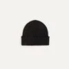 Black Angora Lambswool Ribbed Knit Cap -Drakes Shop DR1AG122686 07100 1