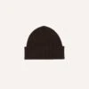 Brown Angora Lambswool Ribbed Knit Cap -Drakes Shop DR1AG122686 10300 1