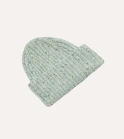 ALD / Drake's Grey Donegal Ribbed Knit Beanie -Drakes Shop DR1AG123668 01600 3