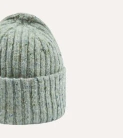 ALD / Drake's Grey Donegal Ribbed Knit Beanie -Drakes Shop DR1AG123668 01600 4