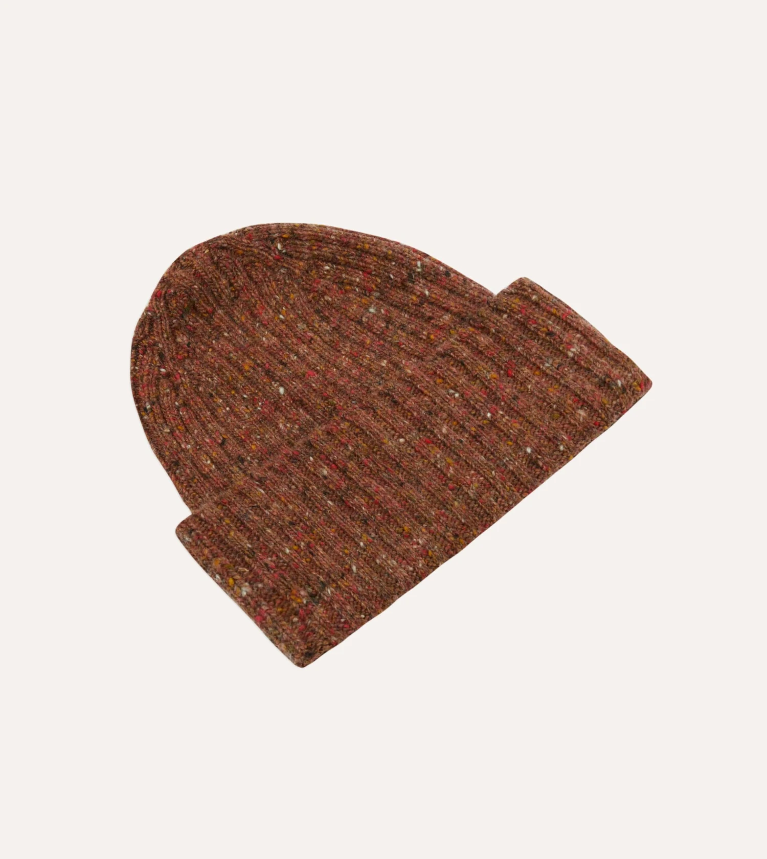 ALD / Drake's Brown Donegal Ribbed Knit Beanie 5 ALD / Drake's Brown Donegal Ribbed Knit Beanie - Image 3