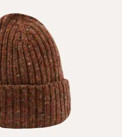 ALD / Drake's Brown Donegal Ribbed Knit Beanie 10 ALD / Drake's Brown Donegal Ribbed Knit Beanie -Drakes Shop DR1AG123668 02800 4