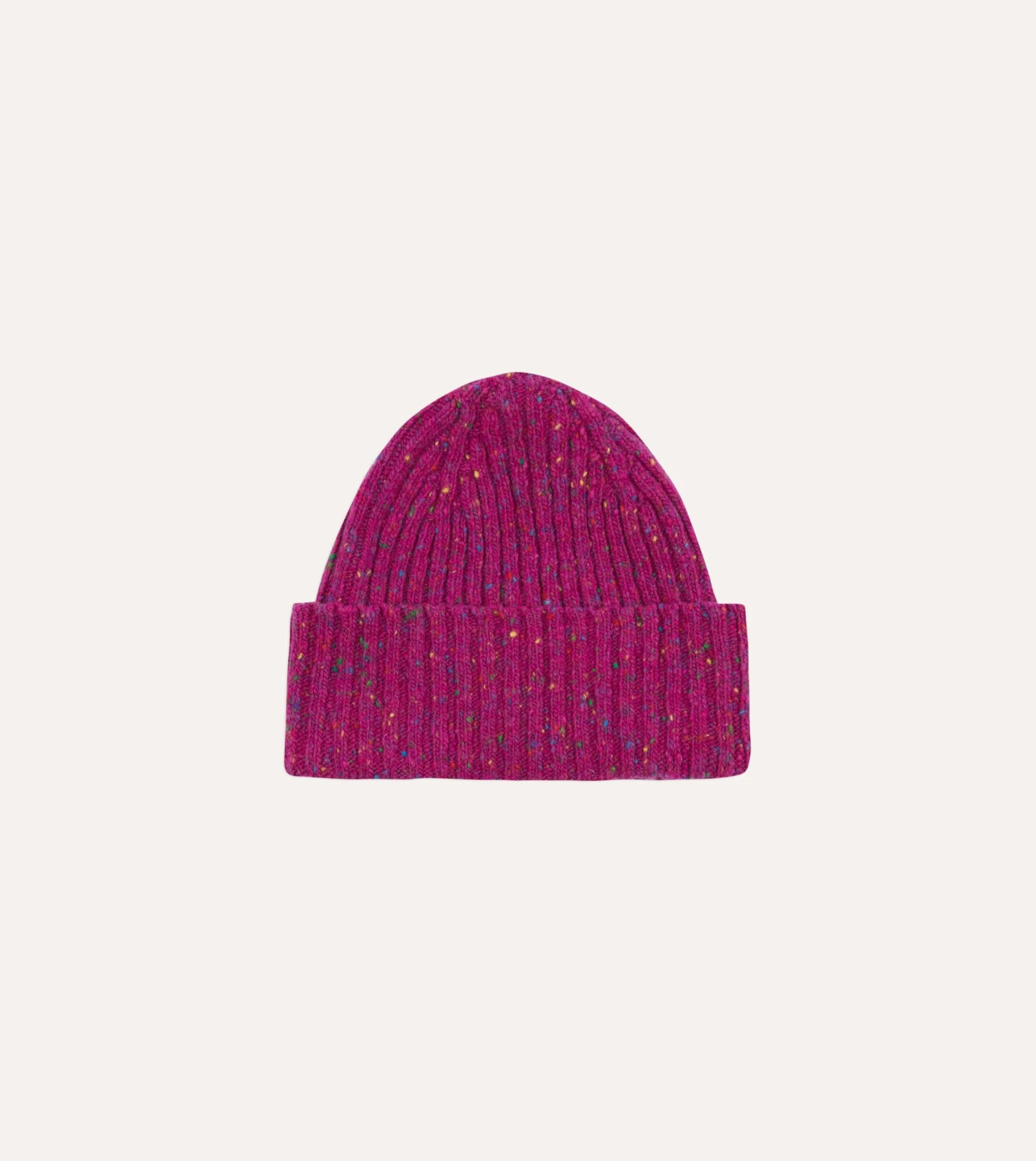 ALD / Drake's Fuchsia Donegal Ribbed Knit Beanie 3 ALD / Drake's Fuchsia Donegal Ribbed Knit Beanie