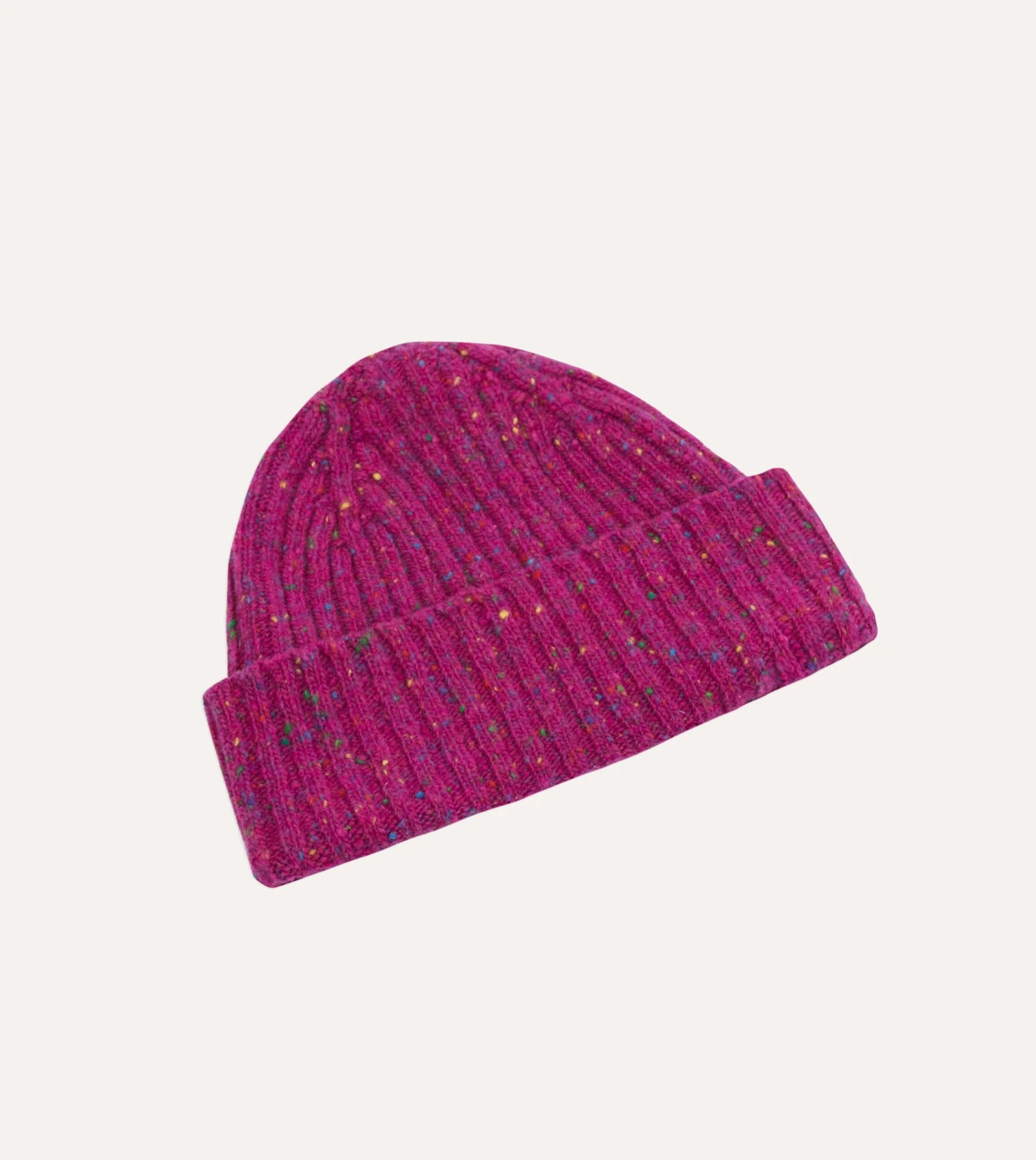 ALD / Drake's Fuchsia Donegal Ribbed Knit Beanie 5 ALD / Drake's Fuchsia Donegal Ribbed Knit Beanie - Image 3