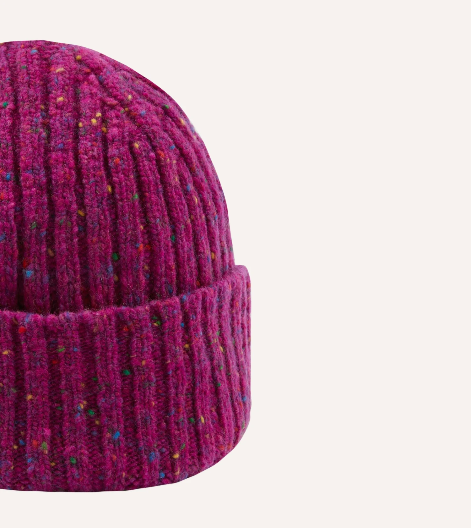 ALD / Drake's Fuchsia Donegal Ribbed Knit Beanie 6 ALD / Drake's Fuchsia Donegal Ribbed Knit Beanie - Image 4