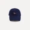Navy 'D' Flag Emblem Cotton Corduroy Baseball Cap -Drakes Shop DR1AG223101 01250 1