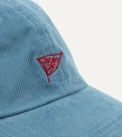 Blue Pigeon Flag Emblem Cotton Corduroy Baseball Cap -Drakes Shop DR1AG224067 01 000 2